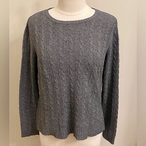 Hillard & Hansen Casual Grey Rabbit Hair Cashmere Wool Cable Knit Sweater SZ XL